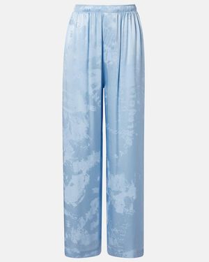 Balenciaga Silk Satin Wide-Leg Trousers - Blue