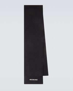 Balenciaga Logo Wool-Blend Scarf - Black