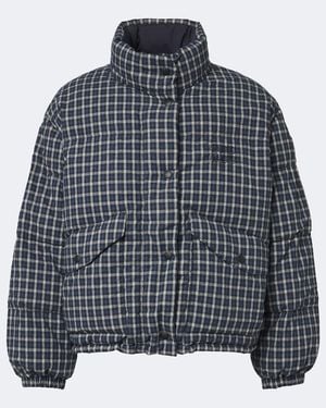 Miu Miu Reversible Cotton Flannel Down Jacket - Gray