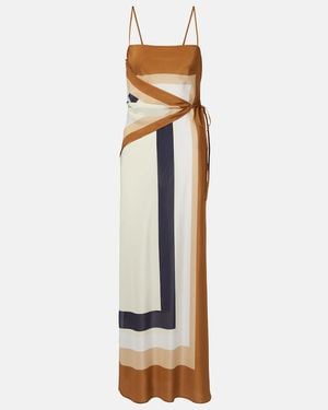 SIR. Printed Silk Maxi Dress - White