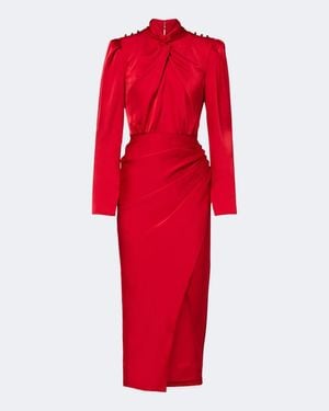 Self-Portrait Cocktailkleid Aus Satin - Rot