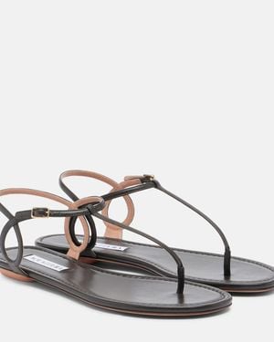 Aquazzura Almost Bare Leather Thong Sandals - Metallic