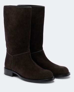The Row Nobilis Suede Knee-High Boots - Black