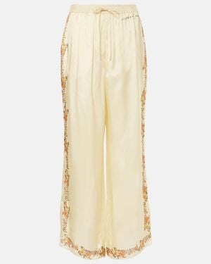 Marni Printed Satin Straight Trousers - Natural