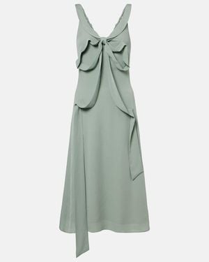Acne Studios Bow-Detail Silk Midi Dress - Green