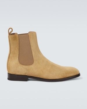Manolo Blahnik Delsa Suede Chelsea Boots - Natural