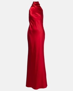 Ralph Lauren Halterneck Satin Gown - Red