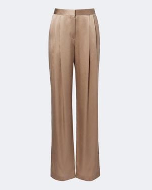 Tom Ford Pleated Silk Straight Trousers - Natural