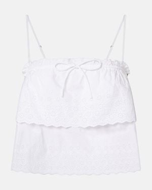 Veronica Beard Oseanna Cotton Poplin Crop Top - White