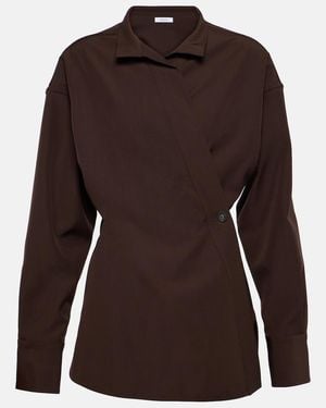 Ferragamo Wrap Wool Shirt - Brown