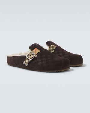 Burberry Urchin Shearling-Lined Suede Clogs - Brown