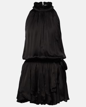Poupette Bianca Halterneck Satin Minidress - Black
