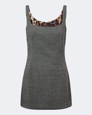 Dolce & Gabbana Robe En Tweed De Laine - Gris
