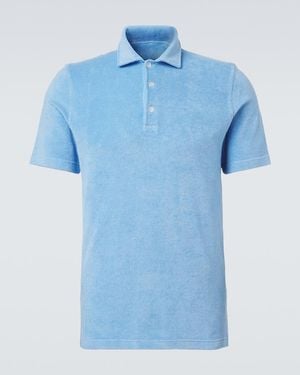 Fedeli Cotton Terry Polo Shirt - Blue