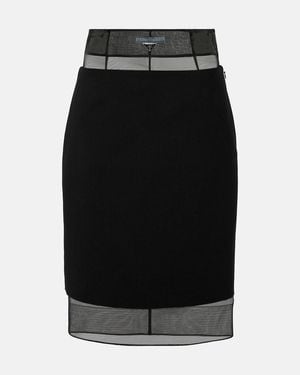 Prada Crinoline And Virgin Wool Midi Skirt - Black