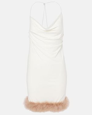 Coperni Boa Feather-Trimmed Jersey Minidress - White