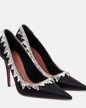 AMINA MUADDI Begumissima 105 Embellished Satin Pumps - Black