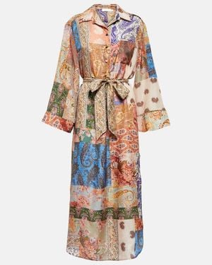 Zimmermann Devi Printed Silk Midi Dress - White