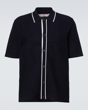 Orlebar Brown Roddy Waffle-Knit Bowling Shirt - Black