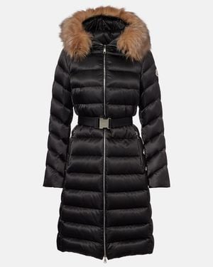 Moncler Leersie Shearling-Trimmed Hooded Down Coat - Black