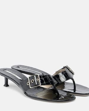Christen Helix Patent Leather Thong Sandals - Grey