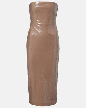 Alex Perry Sequined Strapless Midi Dress - Brown