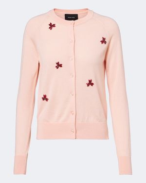 Simone Rocha Verzierter Cardigan Aus Wolle Und Seide - Pink