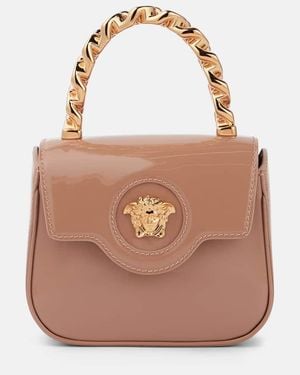Versace Tote La Medusa Mini aus Lackleder - Braun