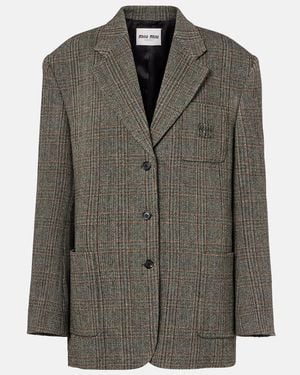 Miu Miu Chevron Virgin Wool Suit Jacket - Green