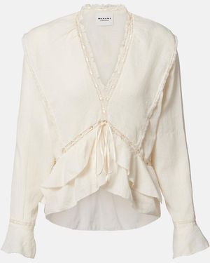 Isabel Marant Damienne Cotton And Linen-Blend Top - White