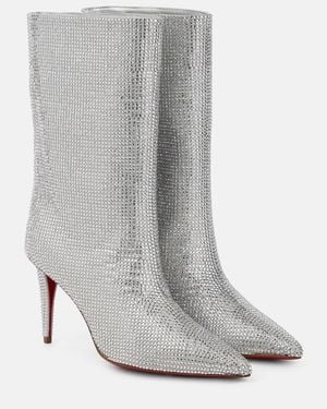 Christian Louboutin Astrilarge Crystal-embellished Boots 85 - Grey