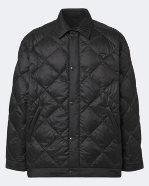 Prada Logo Quilted Down Jacket - Black