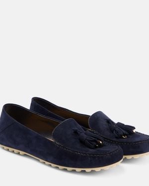 Loro Piana Dot Sole Walk Suede Driving Shoes - Blue