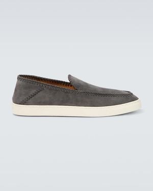 Giorgio Armani Galleria 3 Suede Slip-On Shoes - White