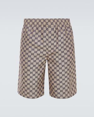 Gucci Gg Linen-Blend Shorts - Natural