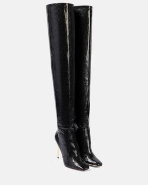 Tom Ford Snake-Effect Leather Over-The-Knee Boots - Black