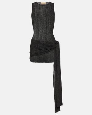 AYA MUSE Keefe Draped Lame Minidress - Black