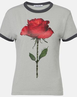 Acne Studios T-Shirt En Coton Et Chanvre A Imprime - Gris