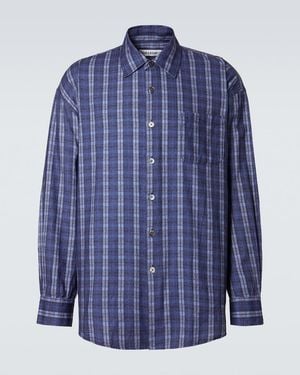 Our Legacy Borrowed Checked Cotton Shirt - Blue