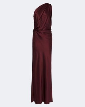 The Sei Draped One-Shoulder Silk Satin Gown - Purple