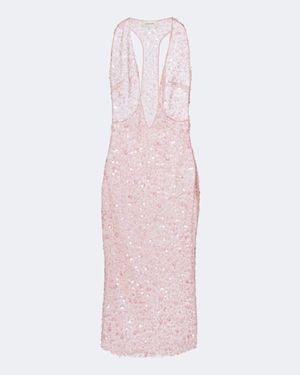 The New Arrivals Ilkyaz Ozel Olympia Sequined Silk Midi Dress - Pink