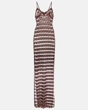 AYA MUSE Semi-Sheer Lace Camisole Maxi Dress - White