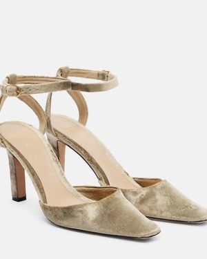 The Row Carla 80 Velvet Court Shoes - Metallic