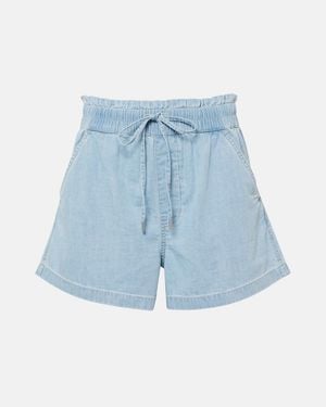 Veronica Beard Tijana Cotton Chambray Shorts - Blue
