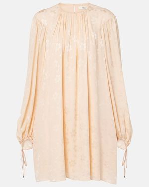 Chloé Gathered Floral Silk Jacquard Minidress - Natural