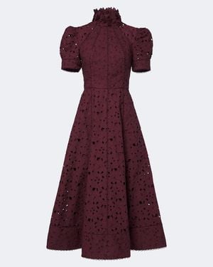 Rebecca Vallance Kitsu Cotton Guipure Lace Midi Dress - Purple