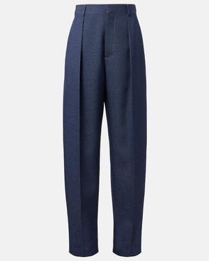 Bottega Veneta Wool Drill Tapered Trousers - Blue