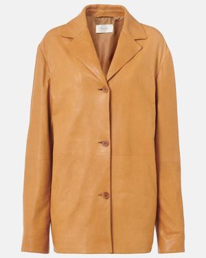 The Row Fabian Leather Jacket - Brown