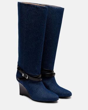 Ganni Botas Altas Con Cuna Kat De Denim - Azul