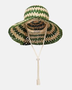 ALÉMAIS Poppy Striped Crochet Raffia Sun Hat - Green